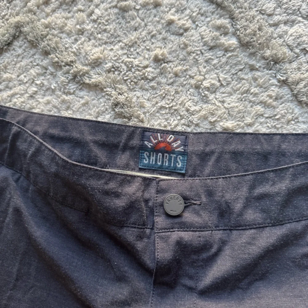 Faherty All Day Shorts blue navy 9 inch inseam Drawstring MSC0007 32